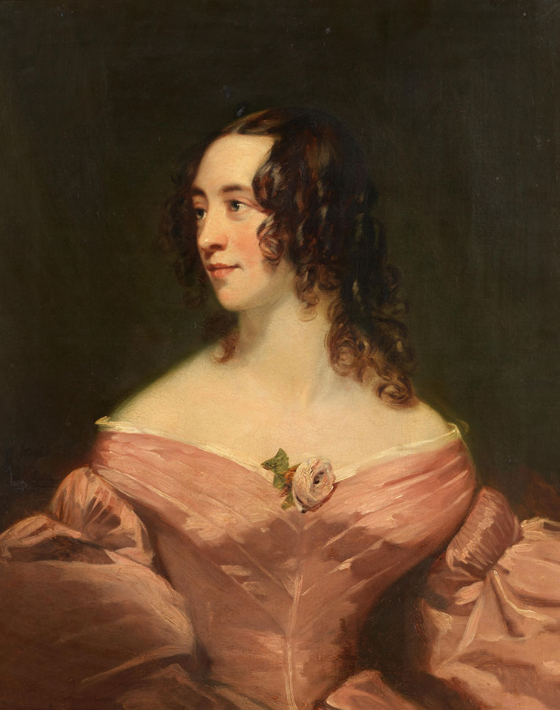Thomas Phillips - Portrait of a lady, half-length, in a pink dress