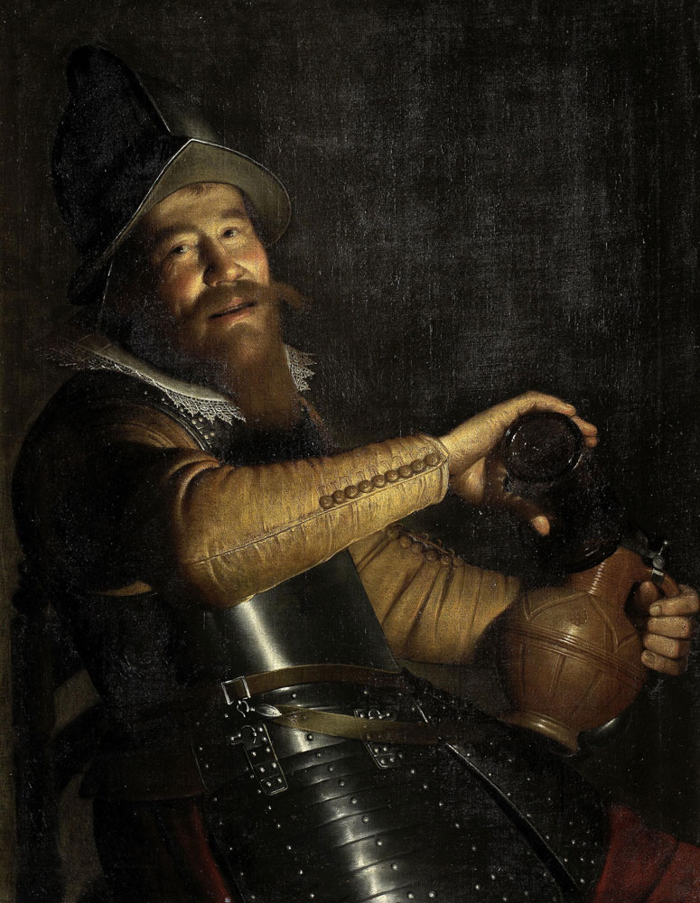 Willem Willemsz. van der Vliet - A soldier holding a pitcher and glass