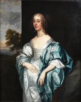 After Anthony van Dyck Portrait of Lady Mary Verney, three-quarter-length, in a blue dress, standing before a landscape