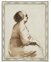 Guercino A seated woman in profile, facing right