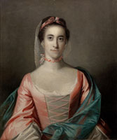 Joshua Reynolds and Studio Portrait of a lady, half length, in a pink dress with a blue wrap