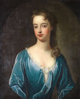 Circle of Michael Dahl Portrait of a lady, half-length, in a blue dress and white chemise