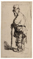 Rembrandt Beggar leaning on a Stick, facing left