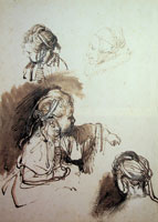 Rembrandt Three Studies of a Child and a Profile of a Woman