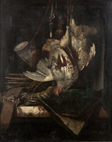 Willem van Aelst A dead partridge and hunting paraphernalia