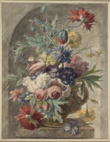 Jan van Huysum Still Life of Flowers: Vase in front of an Arched Niche