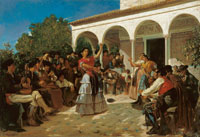 Alfred Dehodencq A Gypsy Dance in the Gardens of the Alcázar, in front of Charles V Pavilion