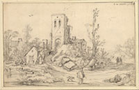 Esaias van de Velde Ruins of a Tower and Houses on a Country Road