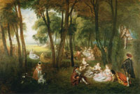 Jean-Antoine Watteau Fête galante in a Wooded Landscape