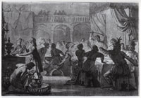 Gerard van Honthorst King Ingild Vendemod Kills his Father's Assassins at a Banquet