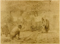 Adolphe Braun with drawn grid by Vincent van Gogh The First Steps (after Millet)