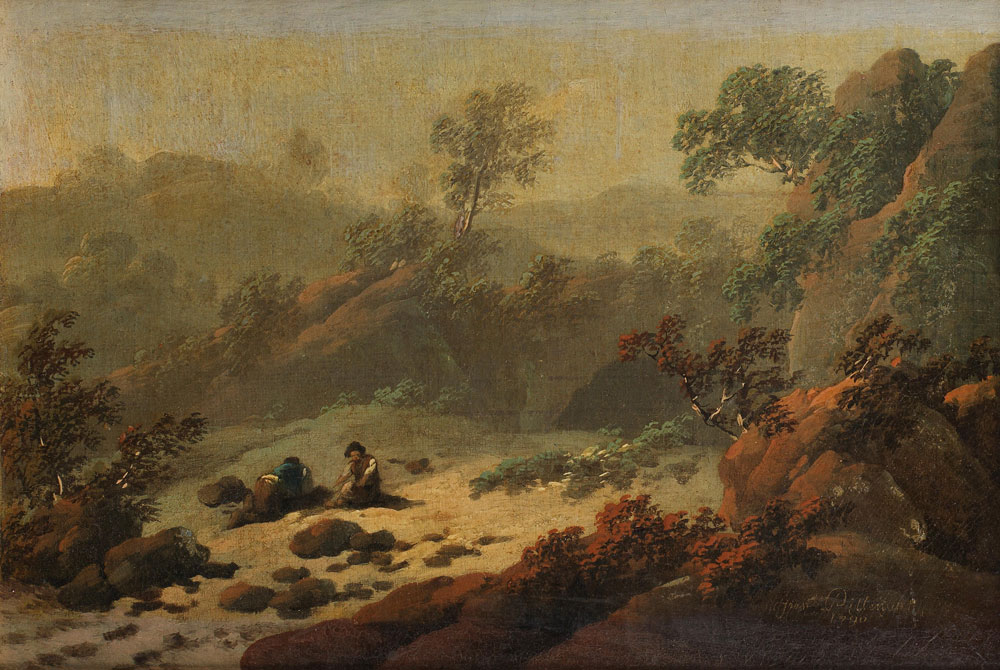 Jean-Baptiste Pillement - Figures in a landscape