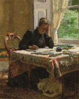 Willem Bastiaan Tholen - Woman (Coba Tholen-Muller) Writing in an Interior (Ewijkshoeve)