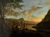 Jan Both Italianate Landscape with the Ponte Molle