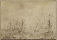 Willem van de Velde the Elder Merchant Ships with Lighters on a Rough Sea