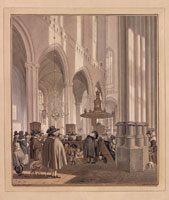 Jan Stolker after Emanuel de Witte - Interior of the Nieuwe Kerk in Amsterdam