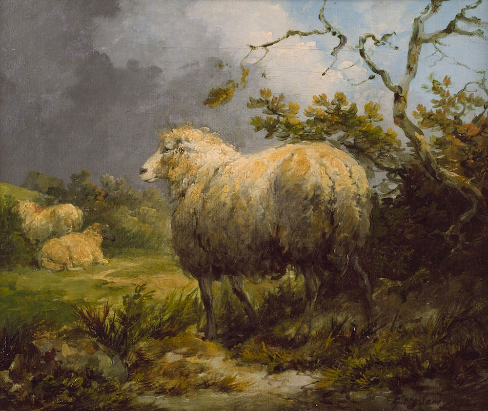 George Morland - Sheep in a pasture