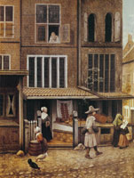 Jacobus Vrel Corner of a Town with a Bakery
